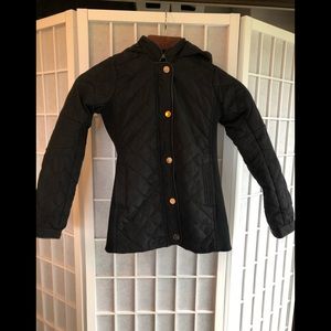 Ci Sono Kids girls size 8 small black rain jacket lightweight puffer coat church